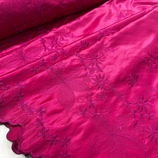 Bridal Lace Fabric Embroidered on 100% Polyester Satin | Lace USA - 31051S