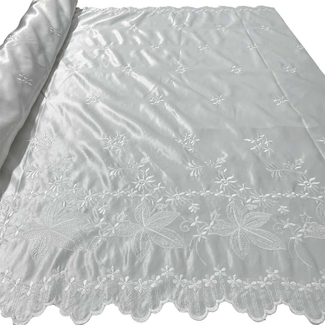 Bridal Lace Fabric Embroidered on 100% Polyester Satin | Lace USA - 31051S