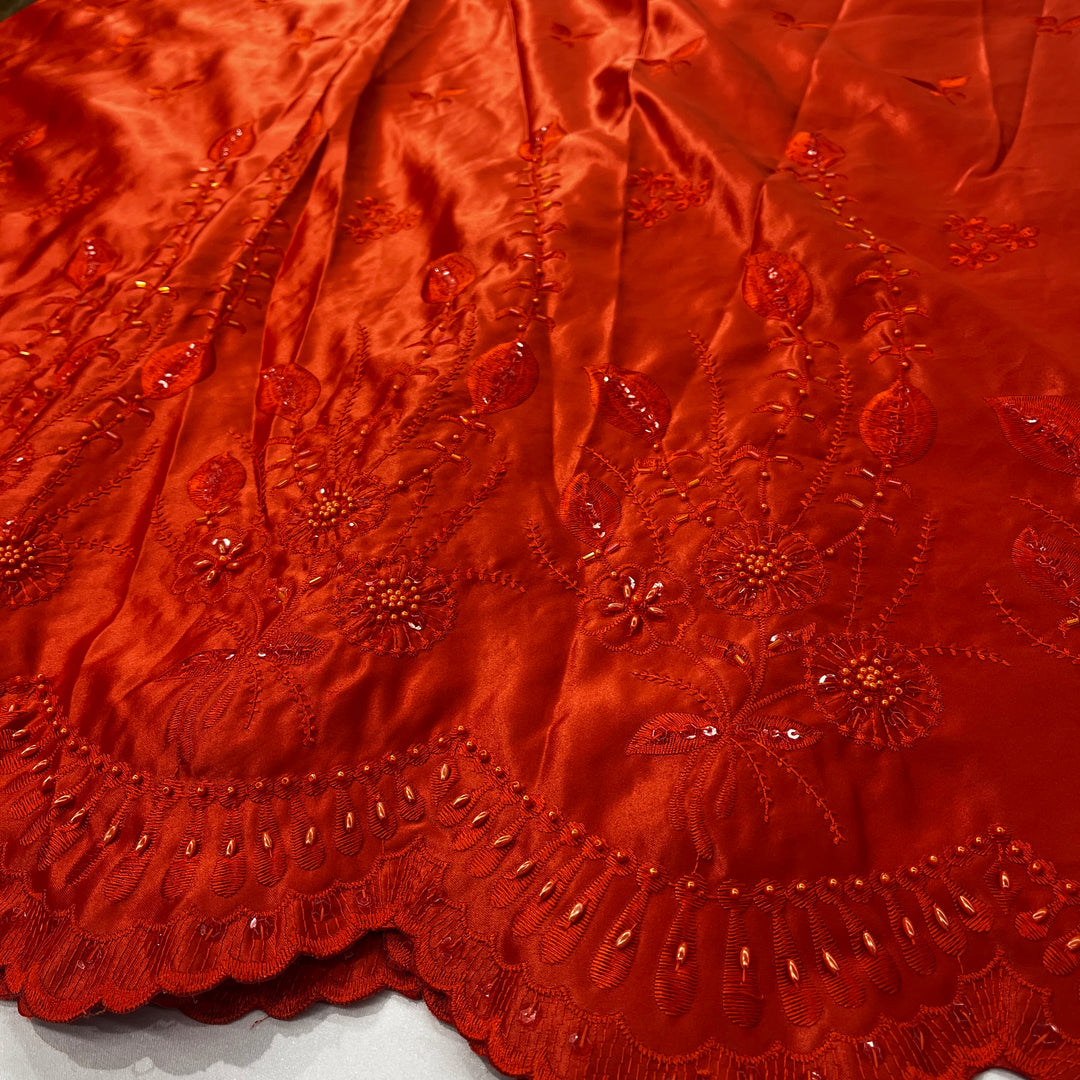 Beaded Bridal Lace Fabric Embroidered on 100% Polyester Satin | Lace USA - 30110S-BP
