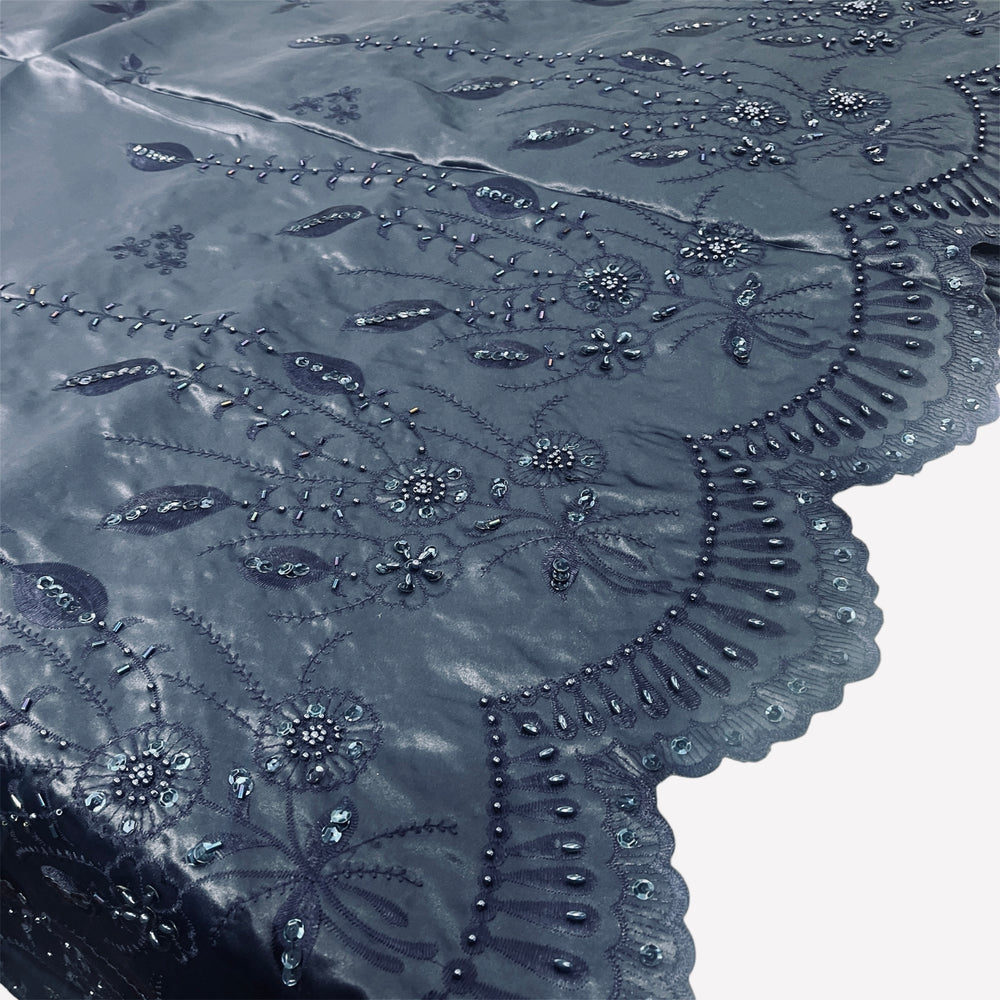 Beaded Bridal Lace Fabric Embroidered on 100% Polyester Satin | Lace USA - 30110S-BP