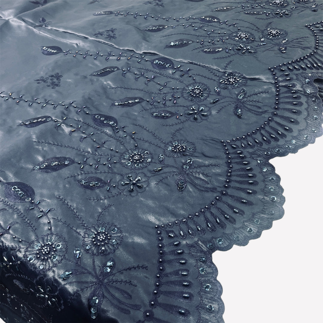 Beaded Bridal Lace Fabric Embroidered on 100% Polyester Satin | Lace USA - 30110S-BP
