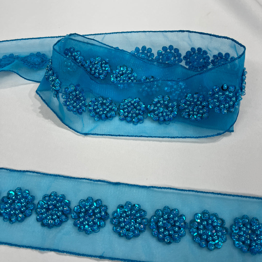 Beaded Lace Trimming Embroidered on 100% Polyester Mesh | Lace USA - 21766WN-BP