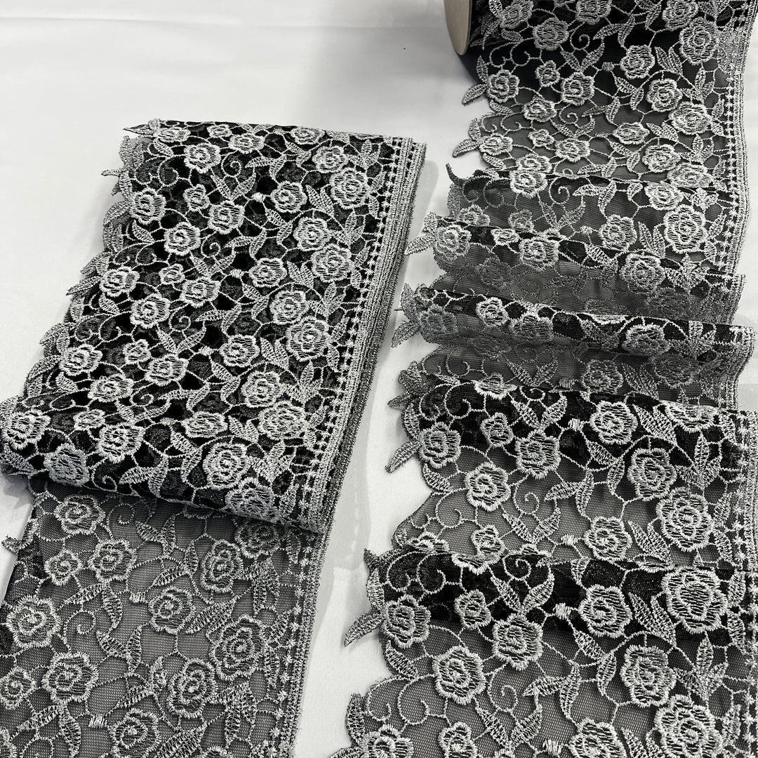Embroidered Lace Trimming Embroidered on 100% Polyester Net Mesh | Lace USA - 21708W