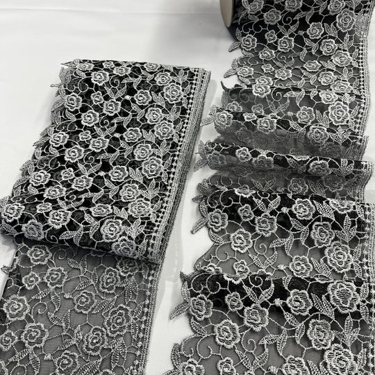 Embroidered Lace Trimming Embroidered on 100% Polyester Net Mesh | Lace USA - 21708W