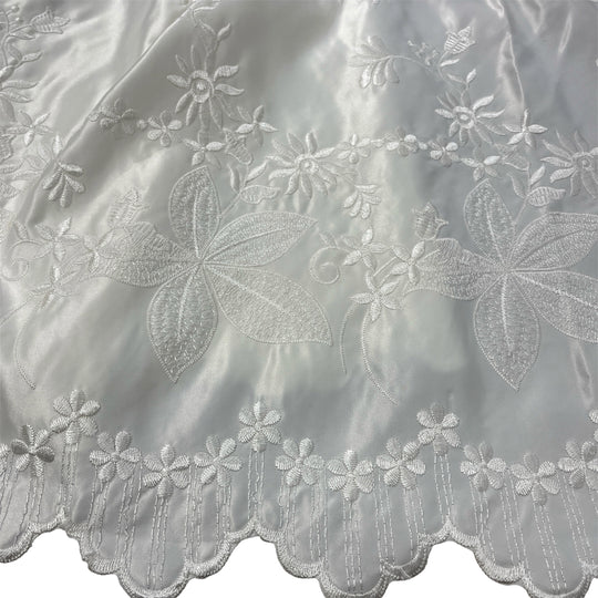 Bridal Lace Fabric Embroidered on 100% Polyester Satin | Lace USA - 31051S