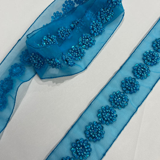 Beaded Lace Trimming Embroidered on 100% Polyester Mesh | Lace USA - 21766WN-BP