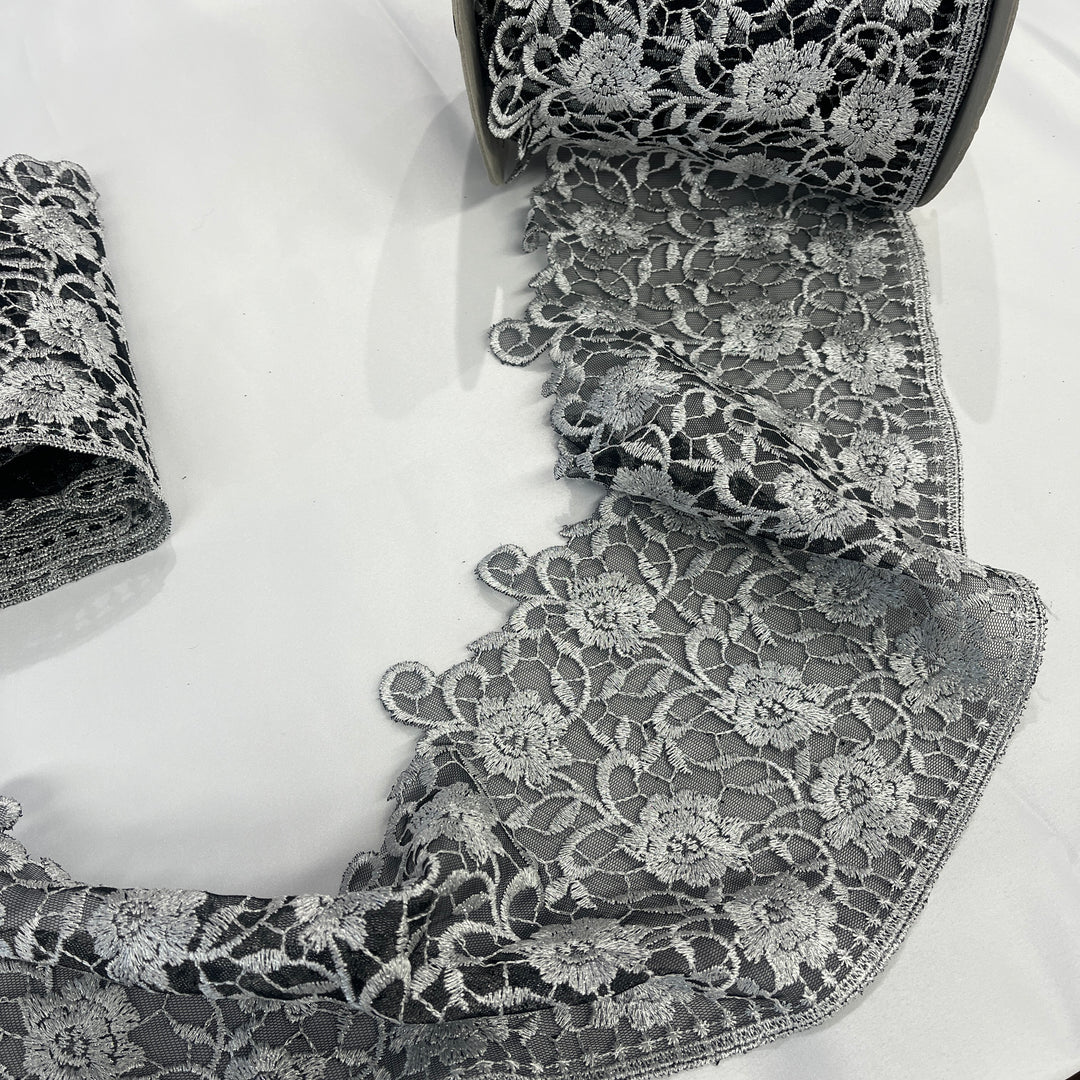 Embroidered Lace Trimming Embroidered on 100% Polyester Net Mesh | Lace USA - 21706W