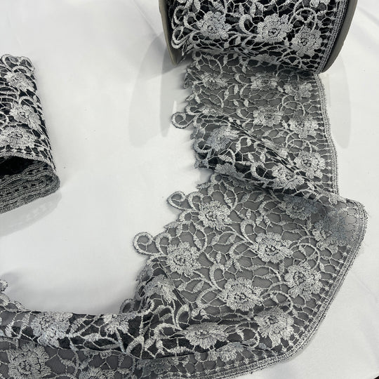 Embroidered Lace Trimming Embroidered on 100% Polyester Net Mesh | Lace USA - 21706W