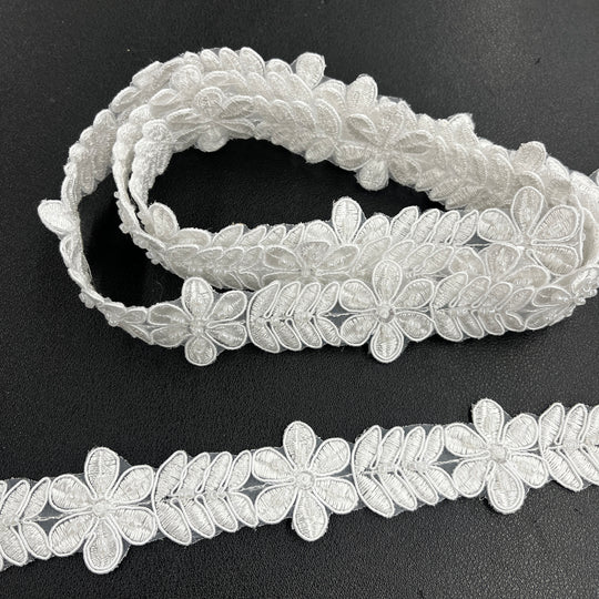 Beaded & Corded Lace Trimming Embroidered on 100% Polyester  Organza | Lace USA - 96734N-BP