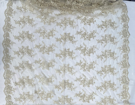 Corded Floral Lace Fabric with Scalloped Edges – Bridal & Dress Lace | Lace USA - 97154W