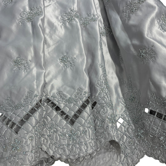 Beaded Bridal Lace Fabric Embroidered on 100% Polyester Satin | Lace USA - 91160S-BP