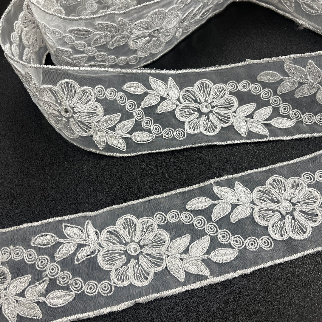 Beaded & Corded Lace Trimming Embroidered on 100% Polyester  Organza | Lace USA - 96307N-RS