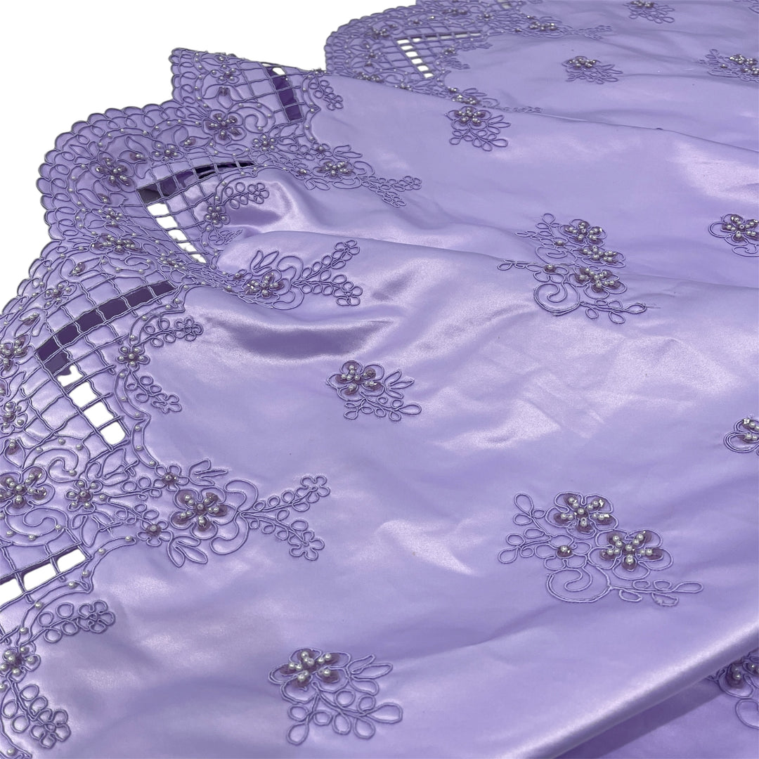 Beaded Bridal Lace Fabric Embroidered on 100% Polyester Satin | Lace USA - 91160S-BP