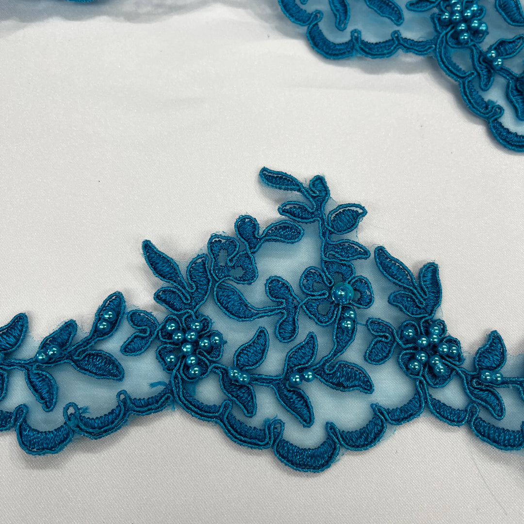 Beaded & Corded Lace Trimming Embroidered on 100% Polyester  Organza | Lace USA - 95909N-BP