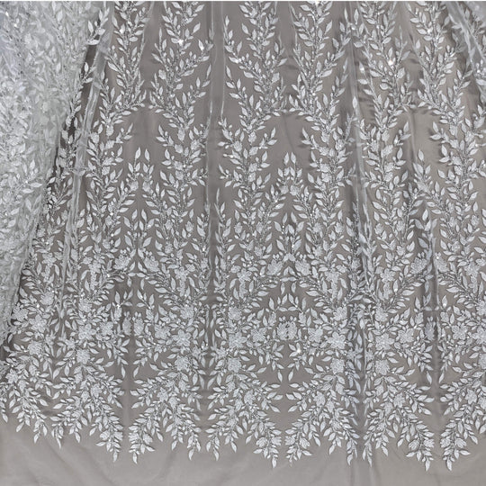 Beaded Lace Fabric Embroidered on 100% Polyester Net Mesh | Lace USA - GD-2628