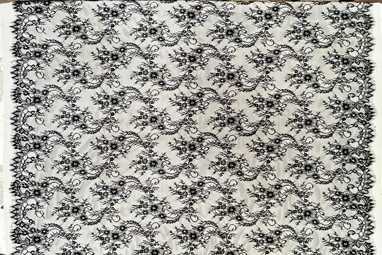 Chantilly Embroidered Lace Fabric with Eyelash Scallop - 3 Yards | Lace USA - GDF-13