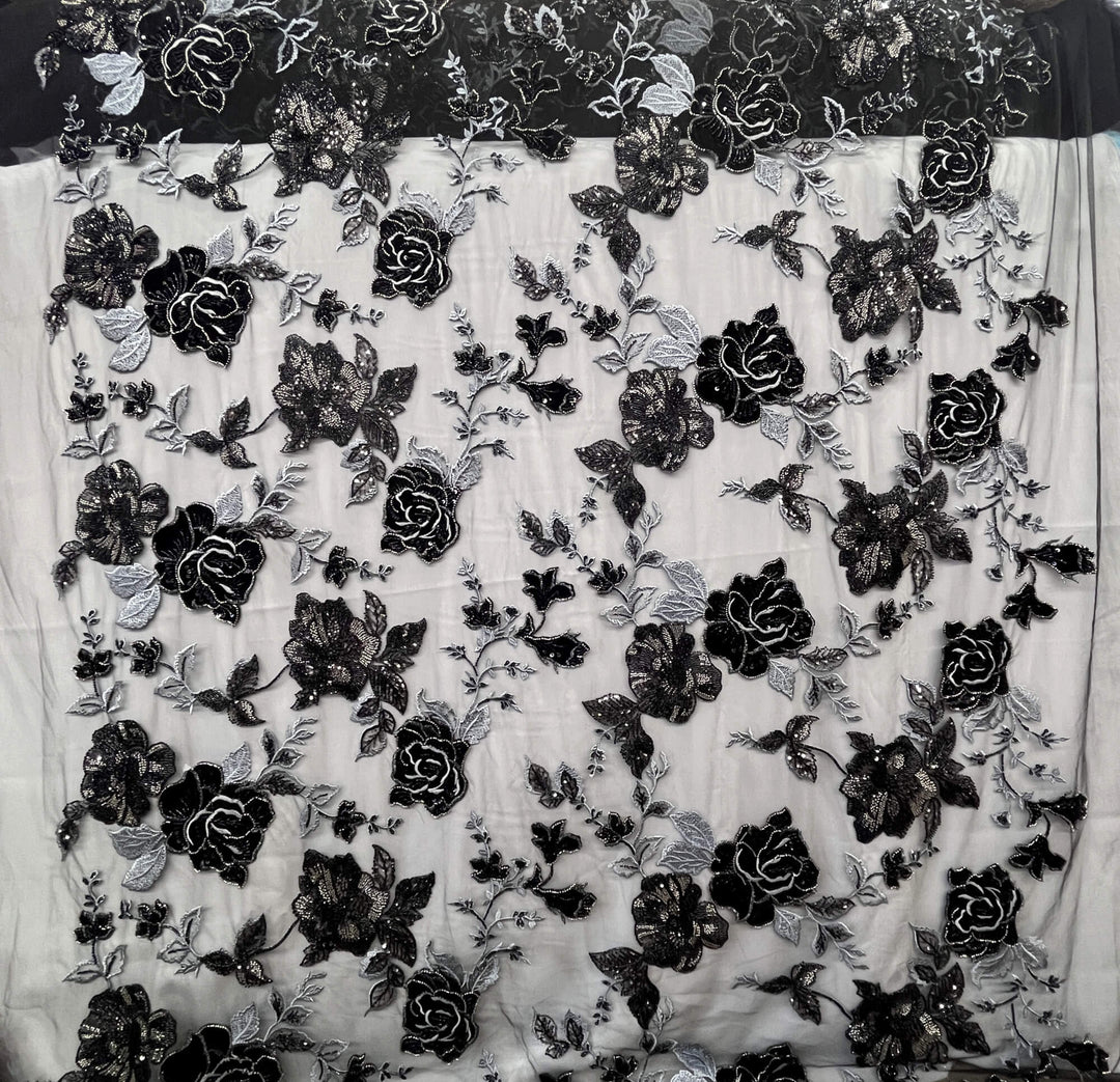 Beaded Lace with Velvet flower - Lae USA