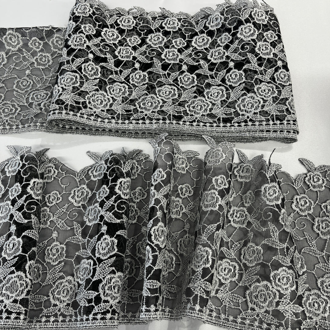 Embroidered Lace Trimming Embroidered on 100% Polyester Net Mesh | Lace USA - 21708W