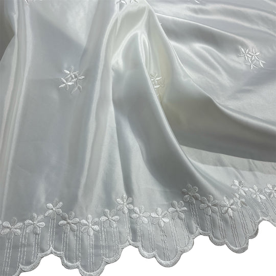 Bridal Lace Fabric Embroidered on 100% Polyester Satin | Lace USA - 31051S