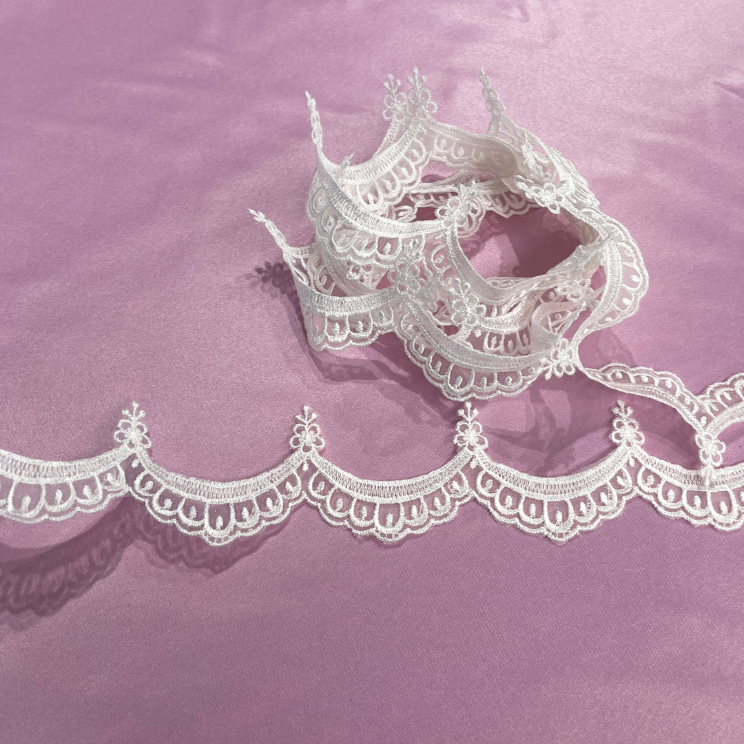 Embroidered Lace Trimming Embroidered on 100% Polyester Organza | Lace USA - 21618N