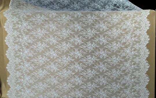 Chantilly Embroidered Lace Fabric with Eyelash Scallop - 3 Yards | Lace USA - GDF-03