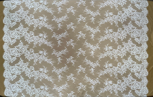 Chantilly Embroidered Lace Fabric with Eyelash Scallop - 3 Yards | Lace USA - GDF-04