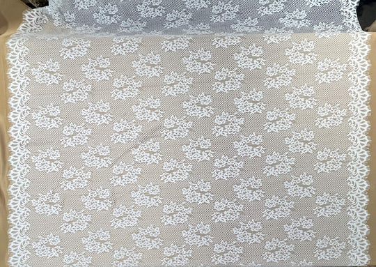 Chantilly Embroidered Lace Fabric with Eyelash Scallop - 3 Yards | Lace USA - GDF-08