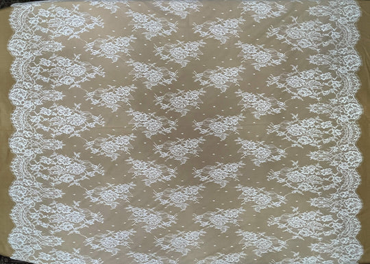 Chantilly Embroidered Lace Fabric with Eyelash Scallop - 3 Yards | Lace USA - GDF-12
