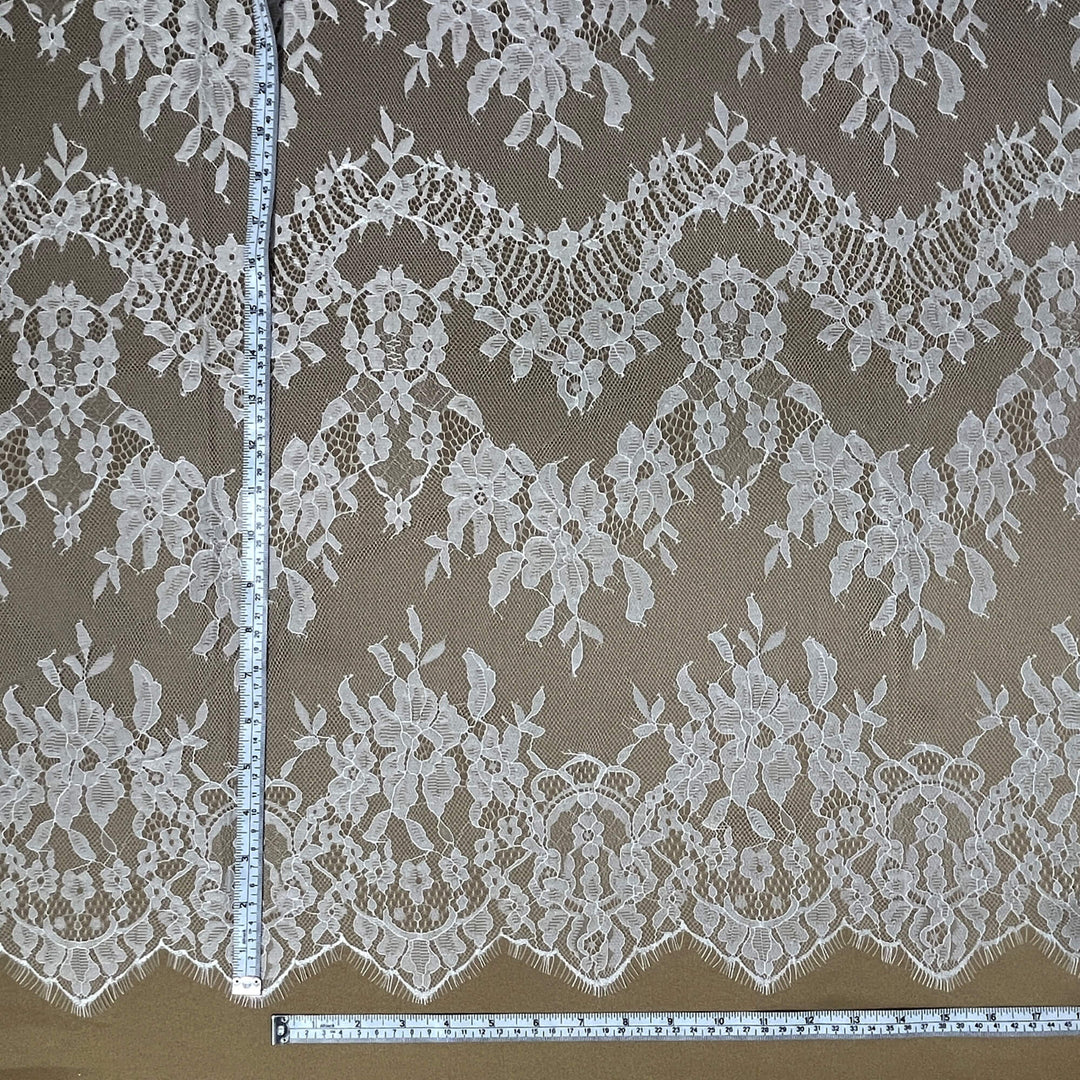 Chantilly Embroidered Lace Fabric with Eyelash Scallop - 3 Yards | Lace USA - GDF-09