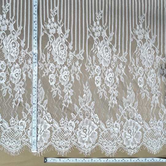 Chantilly Embroidered Lace Fabric with Eyelash Scallop - 3 Yards | Lace USA - GDF-07