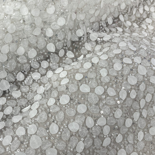 Beaded 3D Floral Lace Fabric Embroidered on 100% Polyester Net Mesh | Lace USA - GD-2633