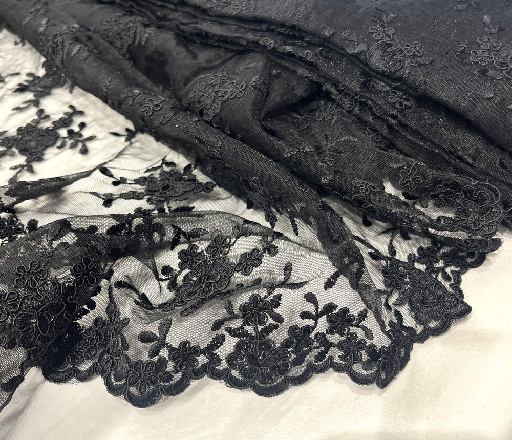 Corded Bridal Lace Fabric Embroidered on 100% Polyester Net Mesh | Lace USA - 96646W