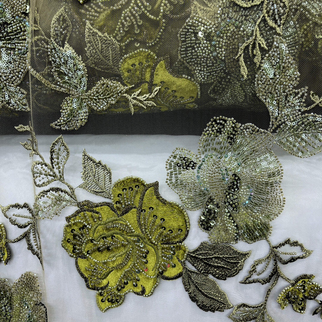 Beaded Lace with Velvet flower - Lae USA