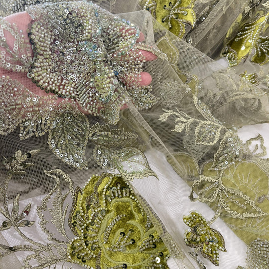 Beaded Lace with Velvet flower - Lae USA