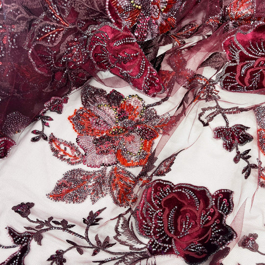 Beaded Lace with Velvet flower - Lae USA