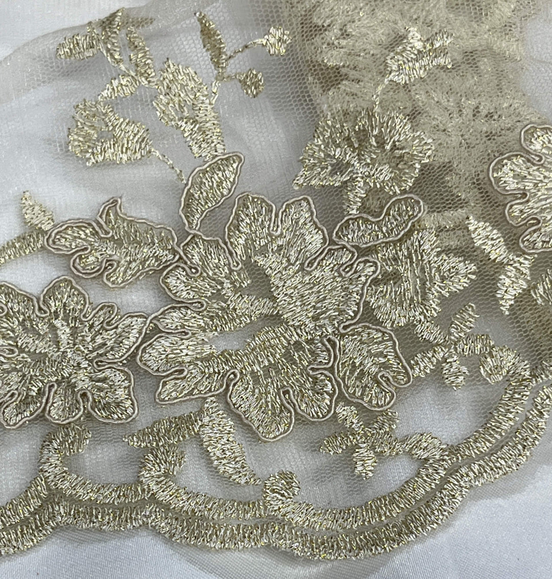 Corded Floral Lace Fabric with Scalloped Edges – Bridal & Dress Lace | Lace USA - 97154W