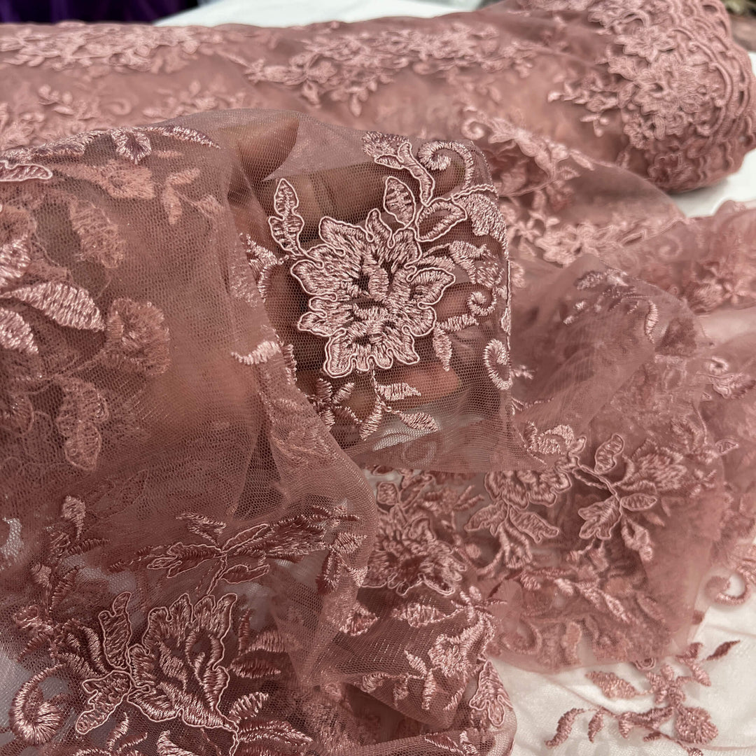Corded Floral Lace Fabric with Scalloped Edges – Bridal & Dress Lace | Lace USA - 97154W