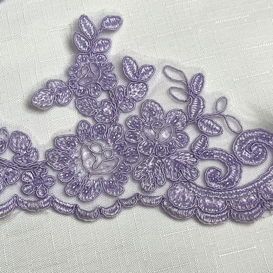 Ribete de encaje con cordón y cuentas bordado en organza 100 % poliéster | Encaje EE. UU.