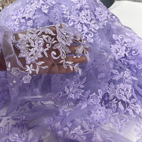 Corded Floral Lace Fabric with Scalloped Edges – Bridal & Dress Lace | Lace USA - 97154W