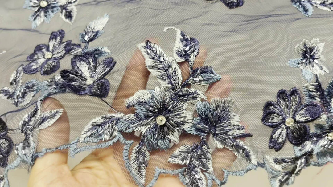3D Beaded Floral Lace Fabric – Ideal for Quinceañera, Bridesmaids, Dance Costumes| Lace USA - GD-1613