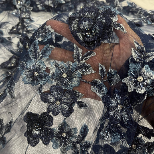 3D Beaded Floral Lace Fabric – Ideal for Quinceañera, Bridesmaids, Dance Costumes| Lace USA - GD-1613