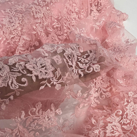 Corded Floral Lace Fabric with Scalloped Edges – Bridal & Dress Lace | Lace USA - 97154W