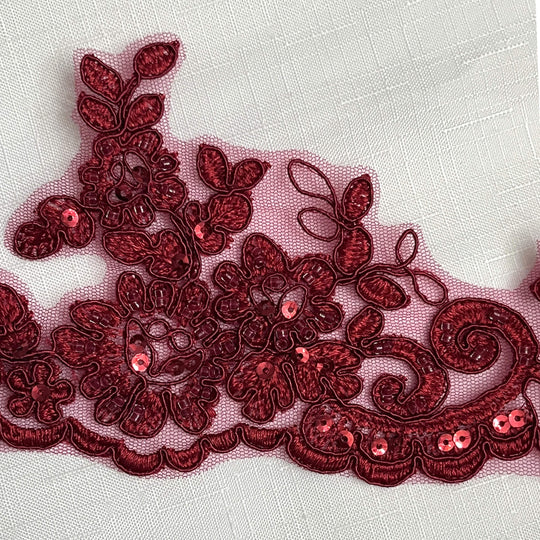 Ribete de encaje con cordón y cuentas bordado en organza 100 % poliéster | Encaje EE. UU.