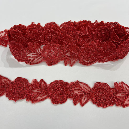 Corded Lace Trimming Embroidered on 100% Polyester Net Mesh | Lace USA - 97109W