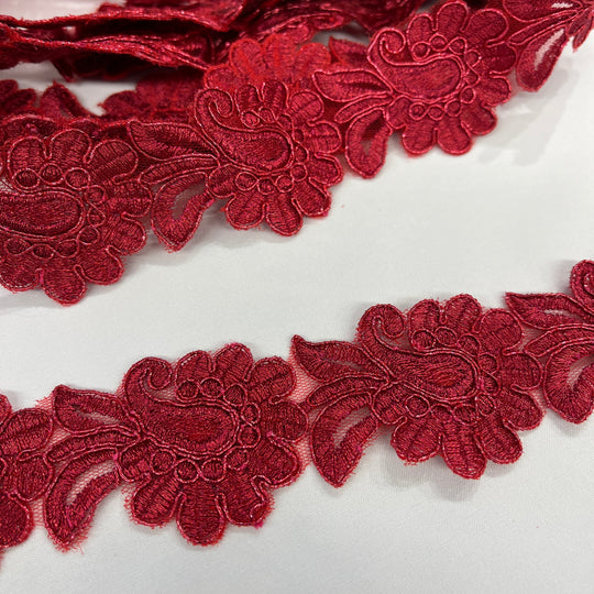 Corded Lace Trimming Embroidered on 100% Polyester Net Mesh | Lace USA - 96753W