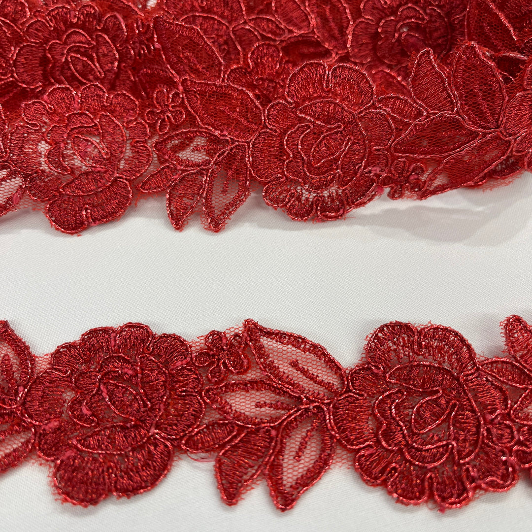 Corded Lace Trimming Embroidered on 100% Polyester Net Mesh | Lace USA - 97109W