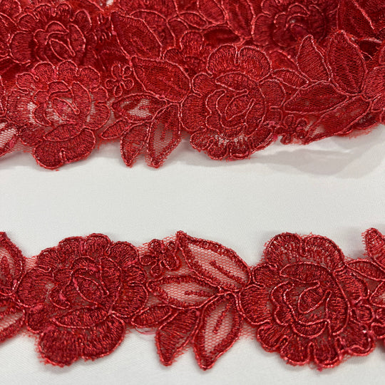 Corded Lace Trimming Embroidered on 100% Polyester Net Mesh | Lace USA - 97109W