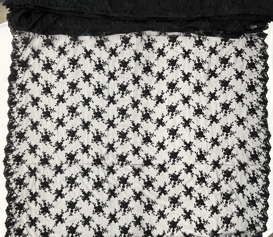 Corded Bridal Lace Fabric Embroidered on 100% Polyester Net Mesh | Lace USA - 96646W