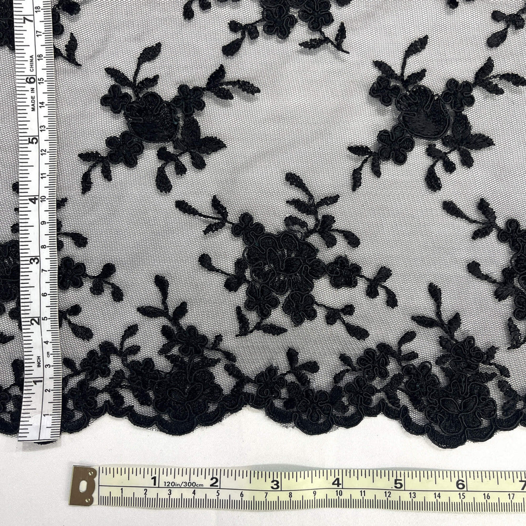 Corded Bridal Lace Fabric Embroidered on 100% Polyester Net Mesh | Lace USA - 96646W