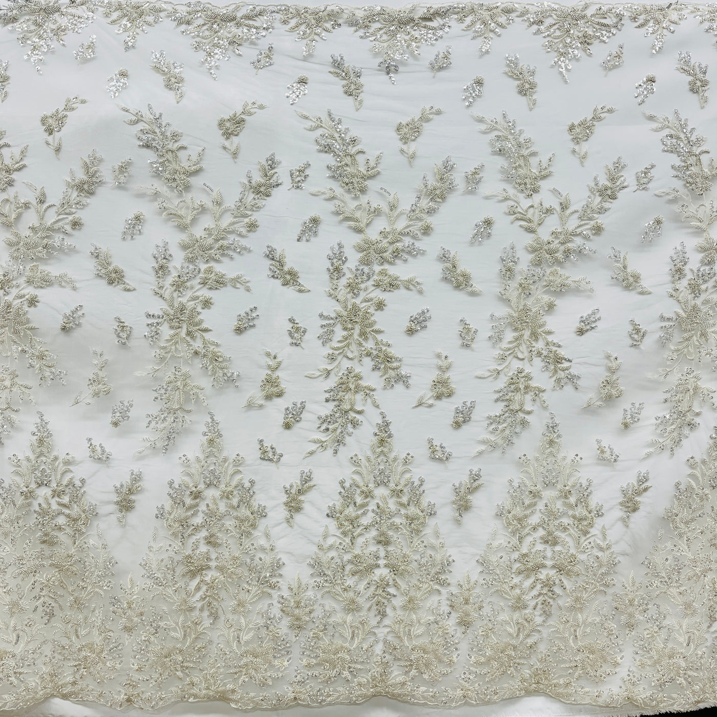 Beaded Lace Fabric Embroidered on 100% Polyester Net Mesh | Lace USA - GD-5926